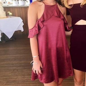 Express Open Shoulder Flutter Dress